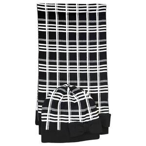 NEW Kate Spade Scarf and Hat Gift Set Black and Cream Plaid with Black Bow